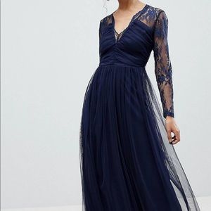 ASOS Petite Lace Maxi Dress - Navy Size 6